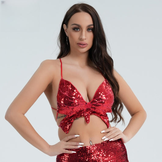 Top Sostén con Lentejuelas y Diseño de Mariposa - Image 12