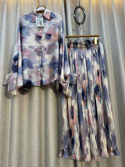 Conjunto de Dos Piezas: Blusa Estampada Personalizada + Pantalón Ancho de Cintura Alta - Image 33