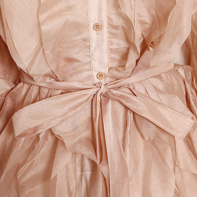 Camisa Casual Suelta con Cuello Solapa y Cordones - Diseño Irregular - Image 8