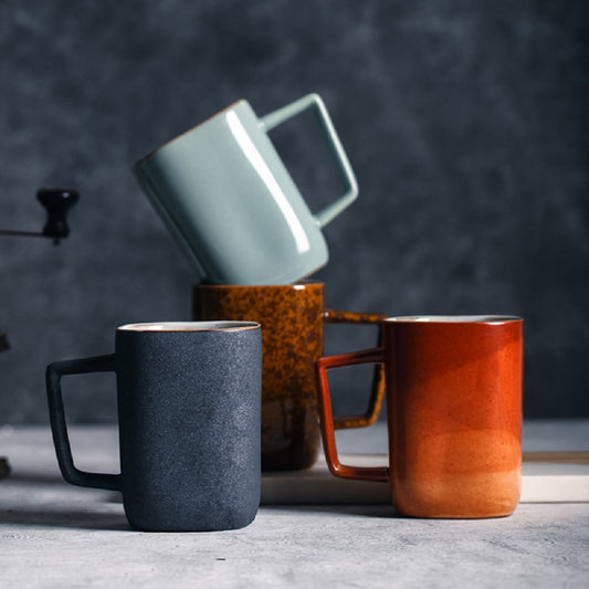 Taza de Agua Artesanal de Cerámica con Asa - Gran Capacidad Cuadrada - Image 2