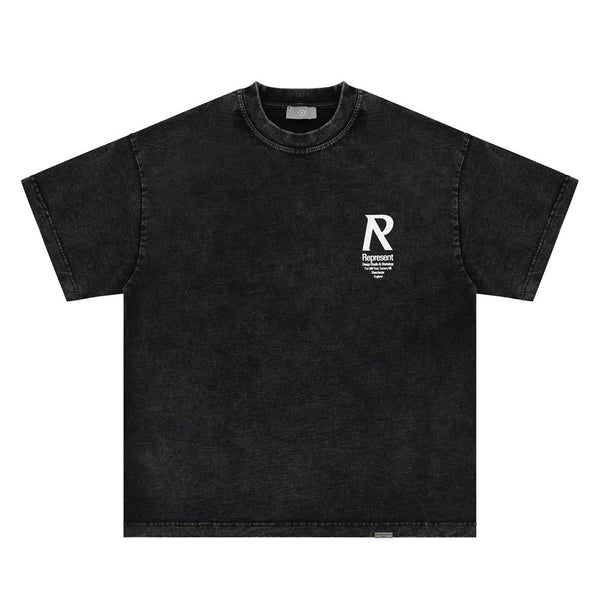 Camiseta Estampada Lavada y Desgastada para Hombre