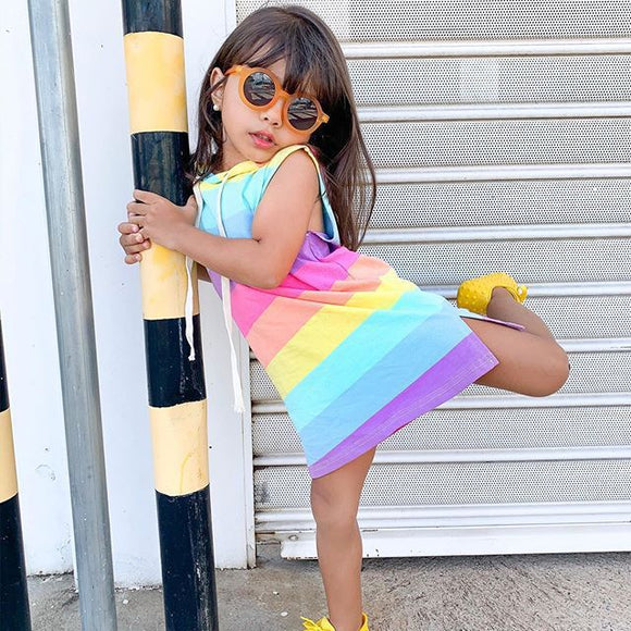 Vestido Princesa Arcoíris Estilo Occidental sin Mangas para Niñas