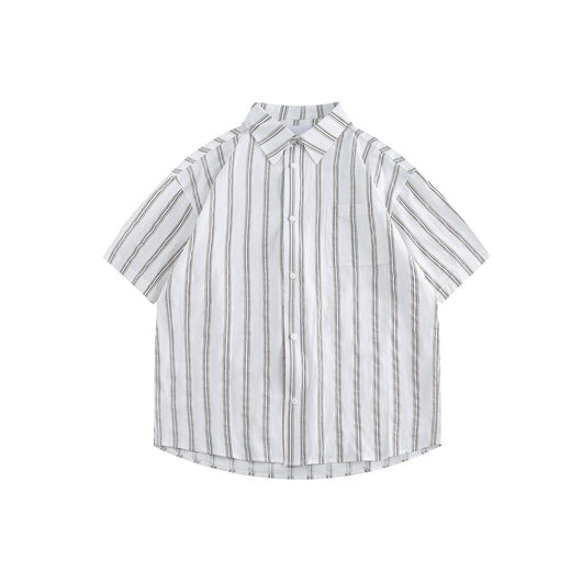 Camisa Suelta Retro Japonesa Estilo Americano Manga Corta Hombre - Image 6