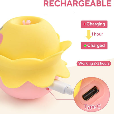 Interactive automatic cat feather toy with a yellow and pink base, featuring white, pink, and blue feathers. - Image 14
