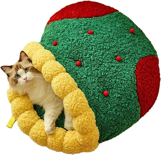 Cama Nido Navideño para Gatos y Perros Pequeños - Bolsa Térmica Semiencerrada