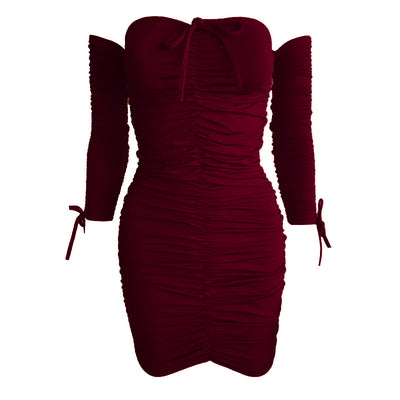 Vestido Tubo Elegante de Un Hombro con Manga Larga - Image 8