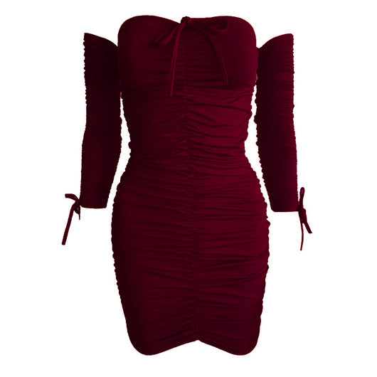 Vestido Tubo Elegante de Un Hombro con Manga Larga - Image 8