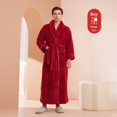 Bata de Invierno en Terciopelo Algodón para Parejas - Pijama Largo Talla Grande Lujo Ligero - Image 23
