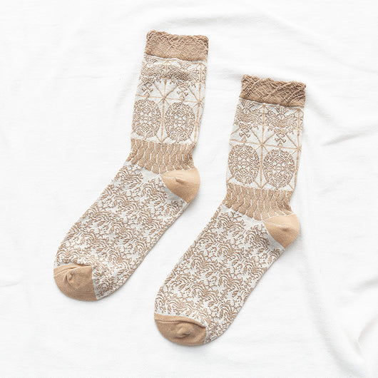 Calcetines Étnicos Retro con Estampado Floral para Mujer - Image 10