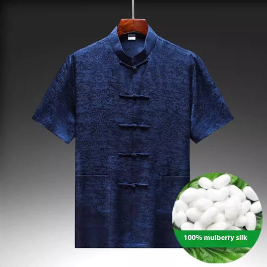 Traje Tang de Seda Mulberry para Hombre - Elegancia Tradicional China - Image 3