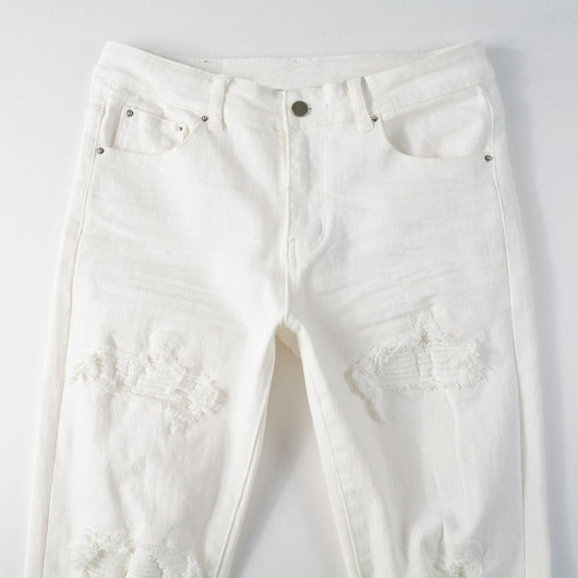 Jeans Slim Fit con Parches Rotos y Cintura Elástica para Hombre - Image 4