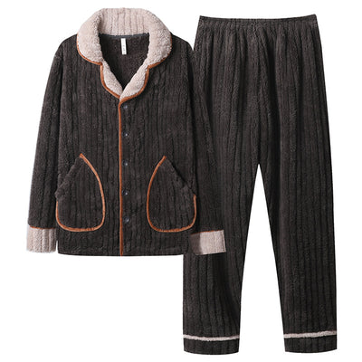Cardigan Pijama de Forro Polar para Hombre - Abrigo Cálido Coral - Image 12