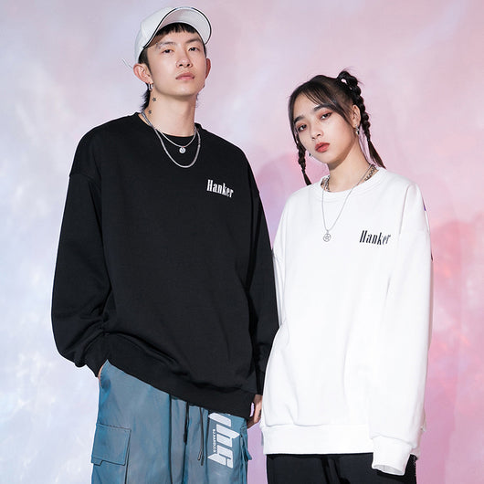 Sudadera Oversize Cuello Redondo con Letras Reflectantes
