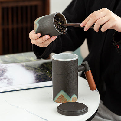Taza Grande de Cerámica con Filtro para Té y Tapa - Oficina - Image 13