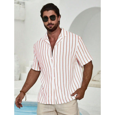 Camisa de Manga Corta con Estampado 3D Digital y Rayas de Contraste Geométrico - Image 6
