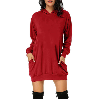 Suéter Vestido Holgado de Color Sólido con Mangas Largas - Image 15