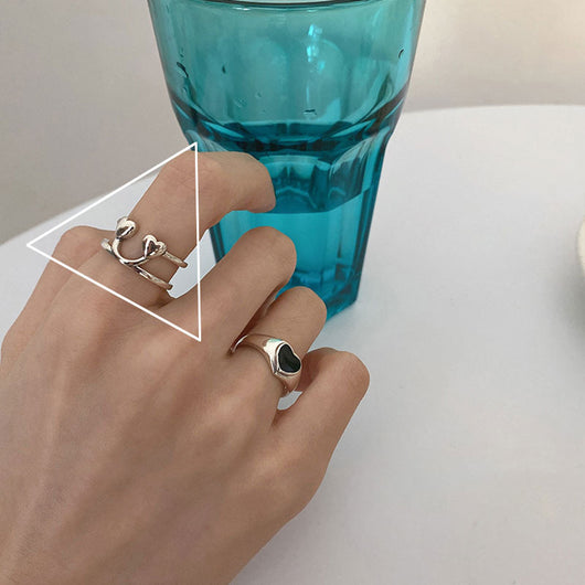 Anillo de Corazón y Carita Feliz con Diseño Dorado - Image 5