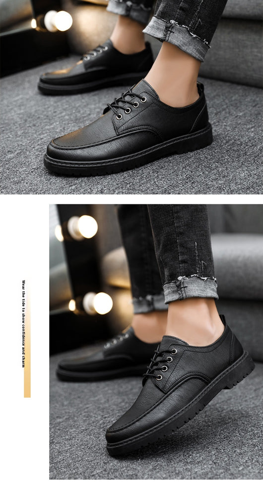 Zapatos Casuales de Cuero Negro con Cordones para Hombre Talla Grande Estilo Británico - Image 9