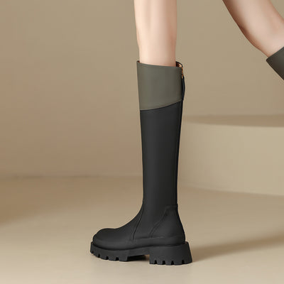 Botas de Suela Gruesa con Punta Redonda y Diseño Monocromático - Image 10