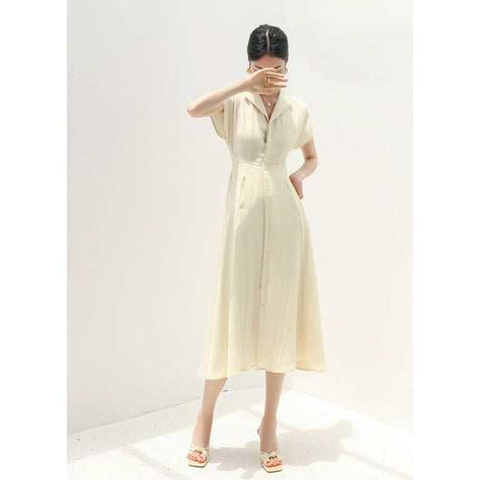 Vestido Camisero de Algodón y Lino Blanco para Verano - Image 3