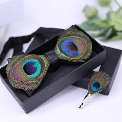 Corbatín de Moño Pavo Real con Ojos Grandes - Azul Plumas - Image 11