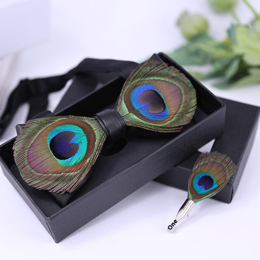 Corbatín de Moño Pavo Real con Ojos Grandes - Azul Plumas - Image 11