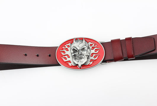 Cinturón de Cuero Retro con Hebilla Calavera - Estilo Vintage Ghost - Image 3