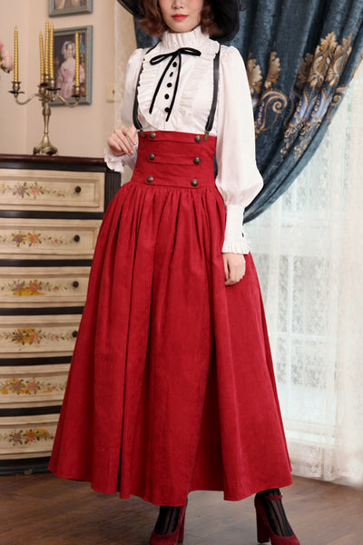 Conjunto Retro: Blusa Blanca con Mangas Linterna y Falda Verde Cintura Alta - Image 18