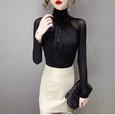 Blusa Retro de Malla y Encaje para Mujer - Image 14