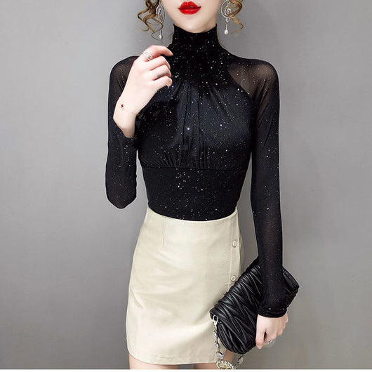Blusa Retro de Malla y Encaje para Mujer - Image 14