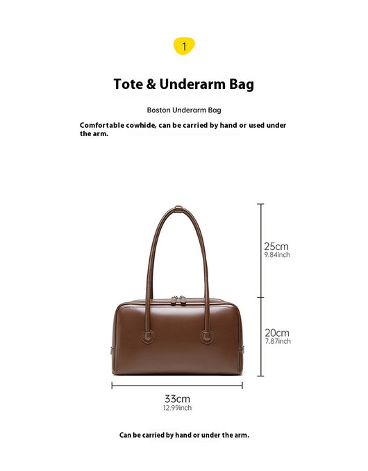 Bolso Boston de Cuero Genuino para Mujer - Portátil y Elegante - Image 13