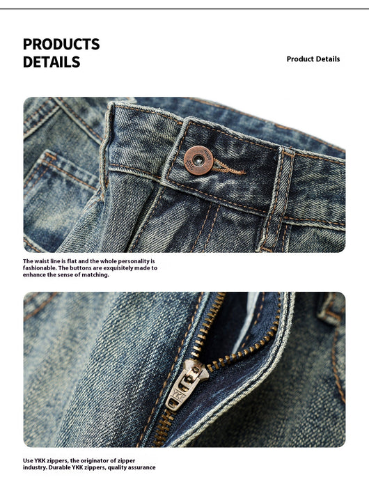 Jeans Sueltos Retro Desgastados de Pierna Ancha para Hombre - Image 9