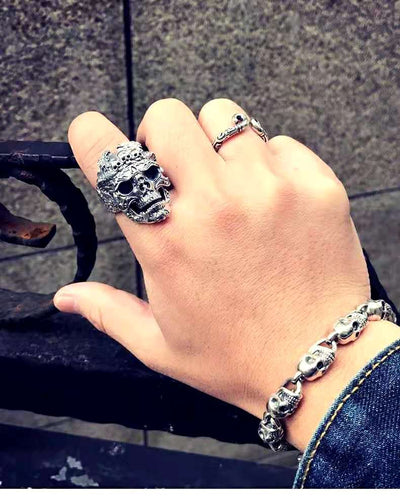 Anillo de Plata Esterlina Estilo Motociclista Dominante para Hombre - Image 7