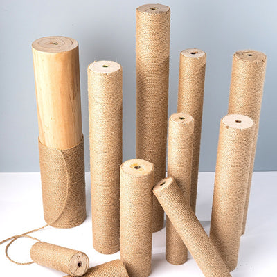 Torre Rascador para Gatos en Madera Maciza con Cuerda de Cáñamo