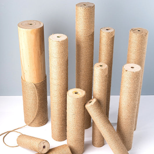 Torre Rascador para Gatos en Madera Maciza con Cuerda de Cáñamo