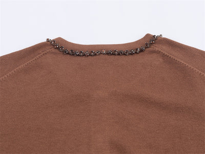 Cardigan Elegante de Cuello Redondo y Manga Larga con Detalles de Joyería - Image 18