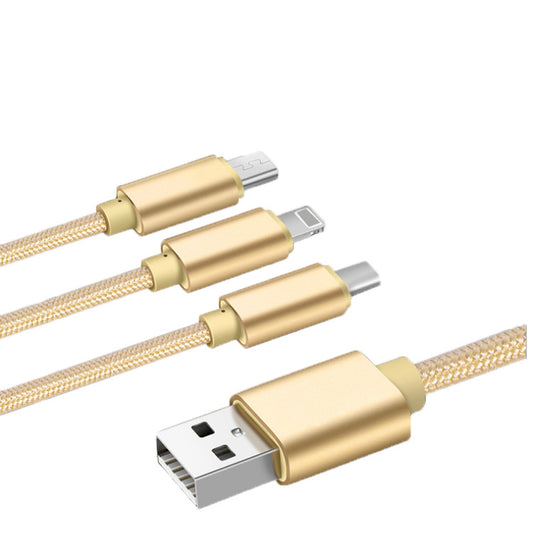 Cable de Datos USB 3 en 1 para Celular - Negro