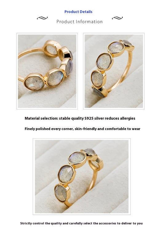 Anillo Labradorita Vintage Francés Plata 925 y Oro 14K - Image 7