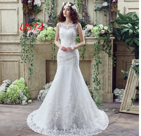 Vestido de Novia Sirena con Encaje Sensual y Cola Larga - Image 9