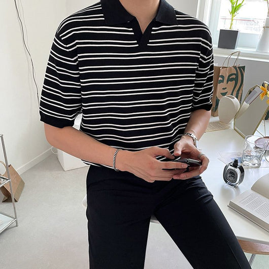 Polo Holgado Verano Estilo Coreano para Hombre - Image 3