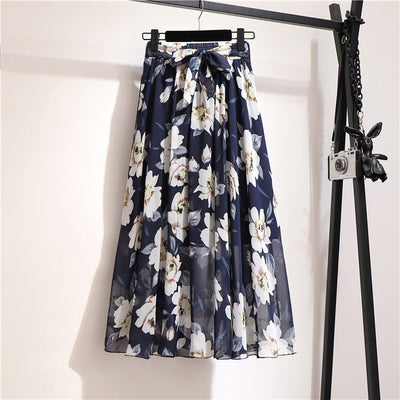 Falda Bohemia Floral de Gasa Estampada Largo Medio - Image 15