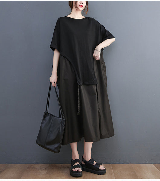 Vestido Camiseta Holgada con Cuello Redondo y Bolsillo Grande - Image 13