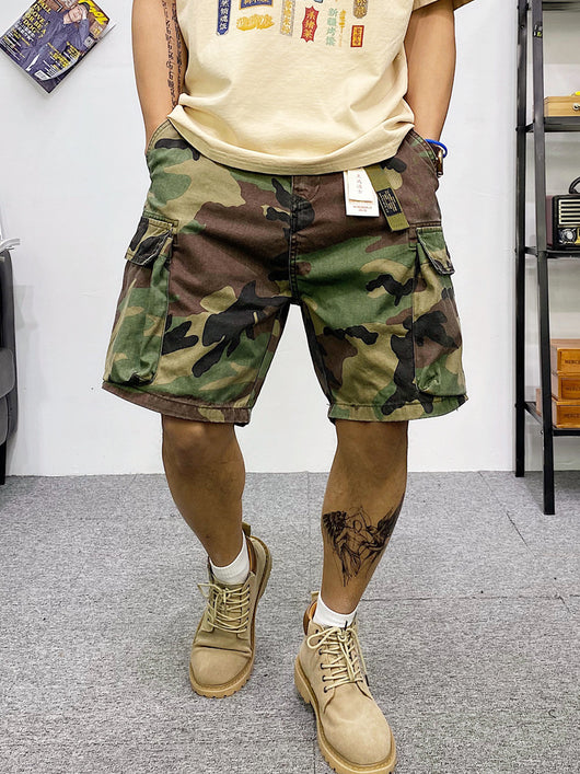 Pantalones Cortos Cargo Tácticos de Camuflaje con Múltiples Bolsillos - Image 9