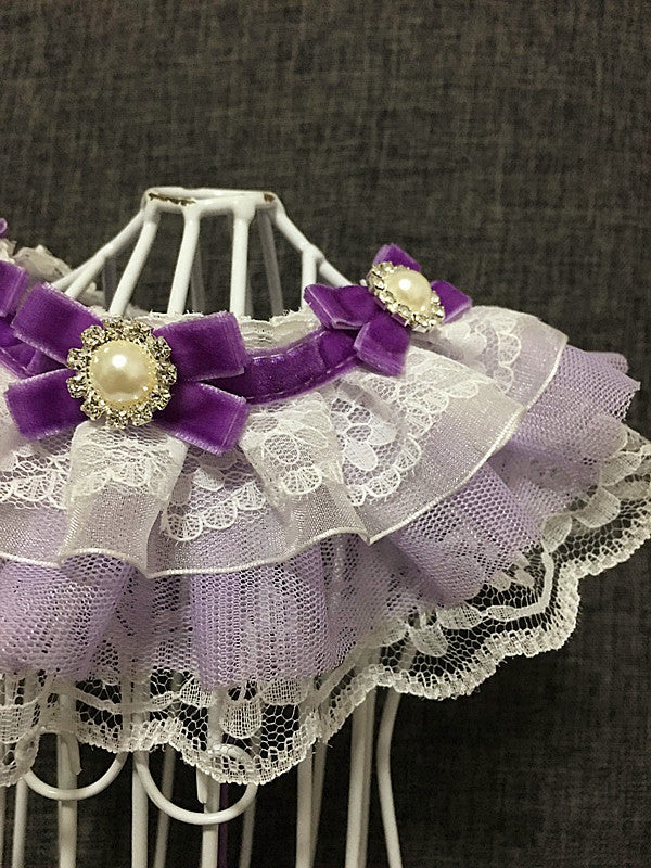 Collar y Babero Elegante para Mascotas con Moño de Encaje