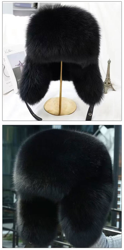 Gorro Lei Feng de Piel de Zorro Auténtica con Orejeras - Image 10