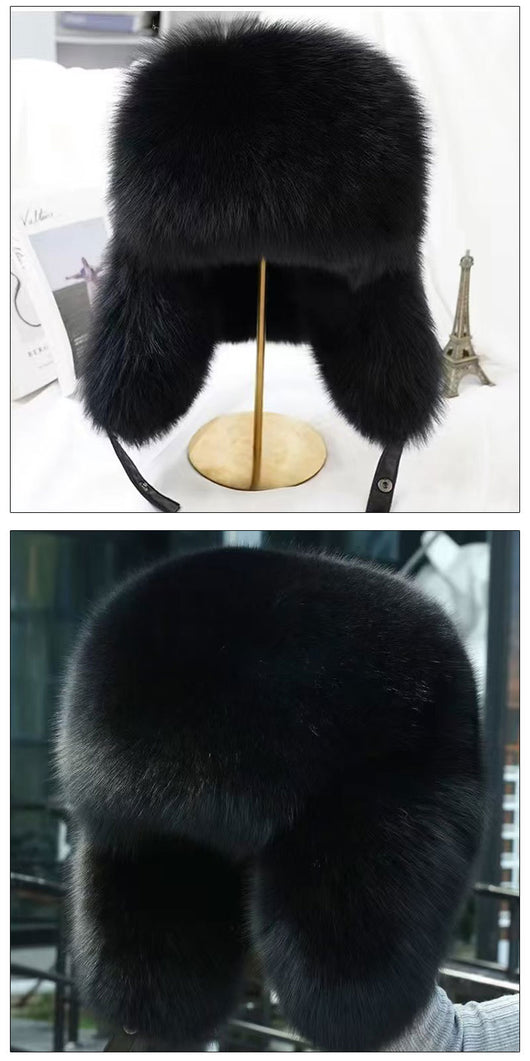 Gorro Lei Feng de Piel de Zorro Auténtica con Orejeras - Image 10
