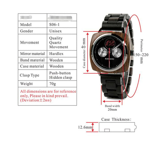 Reloj de Madera Cuadrado para Hombre - Estilo Casual y Artesanal - Image 4