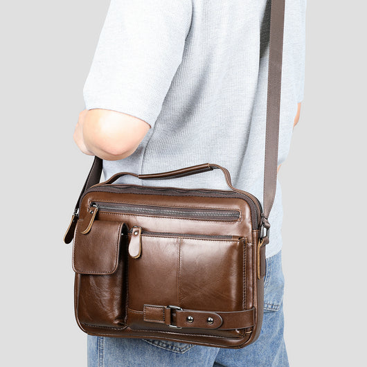 Bolsa Mensajera de Cuero Genuino con Acabado Encerado para Hombre - Image 10