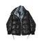 Chaqueta Denim Oversize Acolchada Negra con Costuras Sueltas