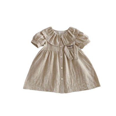 Vestido Romper para Bebé de Algodón y Lino con Cuello Bebé - Image 5